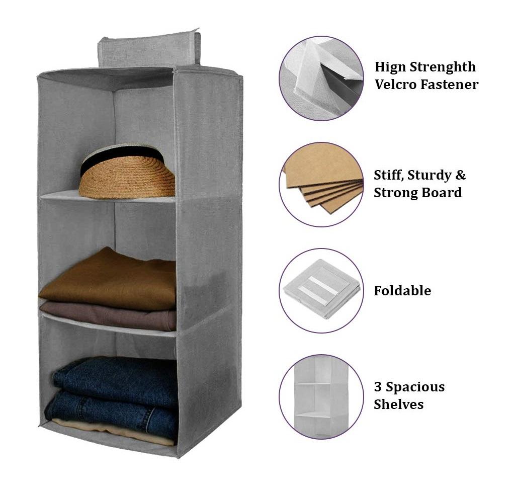 Hanging Wardrobe Organizer – 3 Shelves