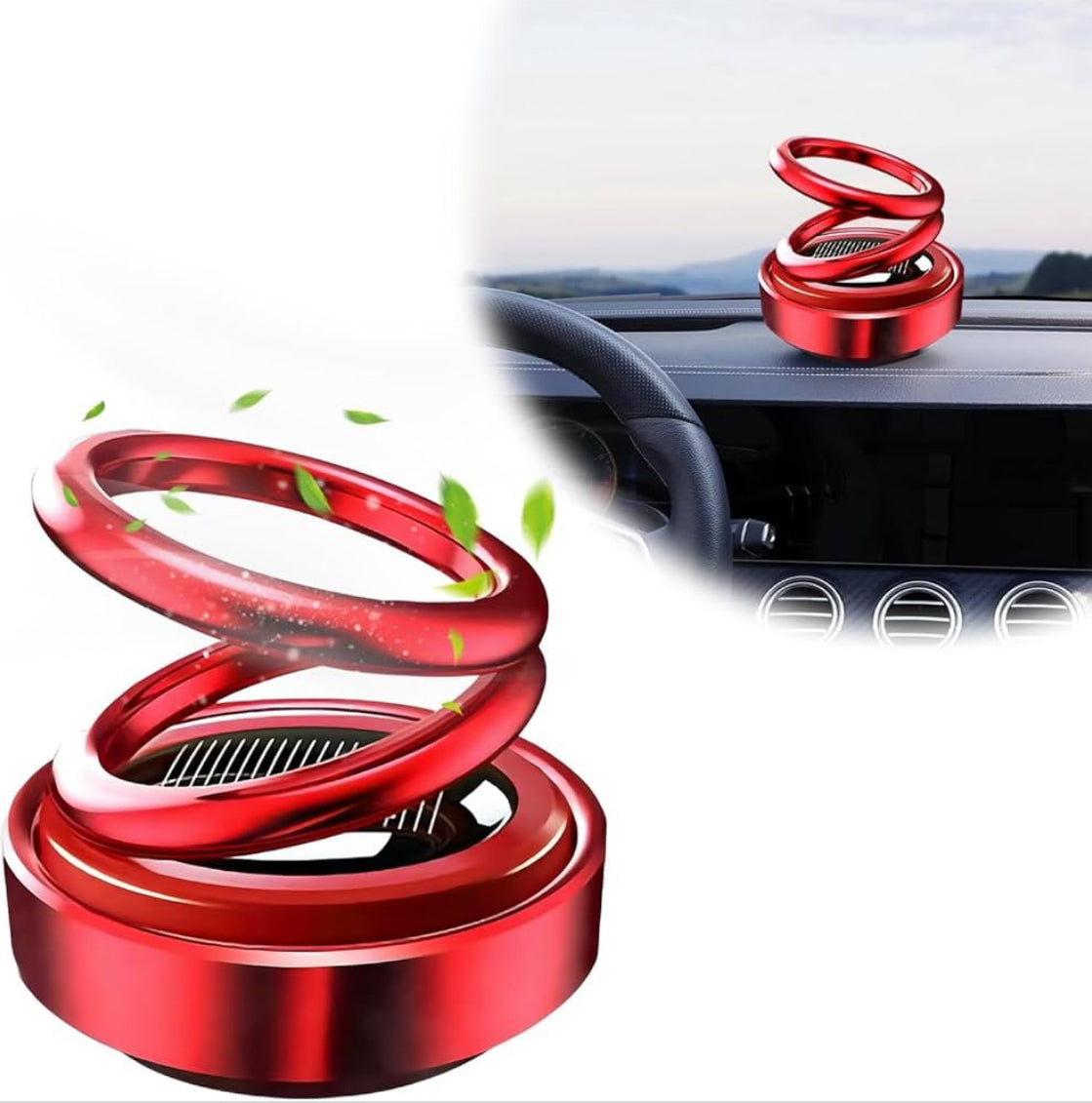 Solar Power Rotating Car/Room Air Freshener – Long-Lasting French Organic Fragrance